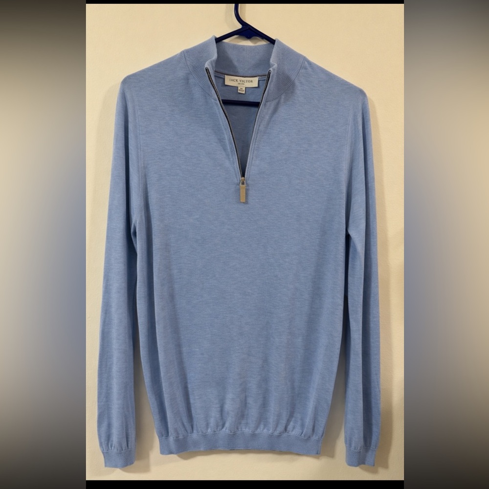Jack victor Men's Blue Quarter-Zip Sweater